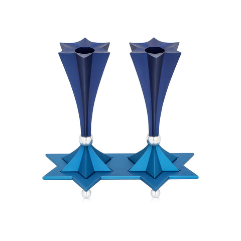 זוג פמוטי מגן דוד עם מעמד לשבת מדגם Sleek